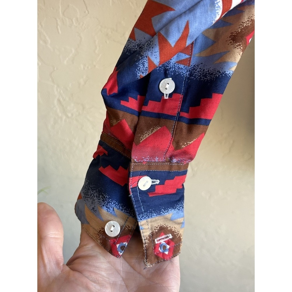 Vintage 90s Pecos Blue Western Button‎ Up Shirt M Southwestern Rodeo Cowgirl - Picture 7 of 8